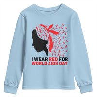 I Wear Red For World AIDS Day Youth Sweatshirt HIV Awareness Dragonfly Support Gift - Wonder Print Shop