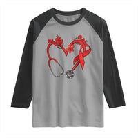 Healthcare Hero HIV Awareness Raglan Shirt Red Ribbon Support Gift - Wonder Print Shop