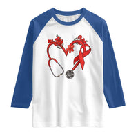 Healthcare Hero HIV Awareness Raglan Shirt Red Ribbon Support Gift - Wonder Print Shop