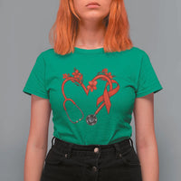 Healthcare Hero HIV Awareness T Shirt For Women Red Ribbon Support Gift - Wonder Print Shop
