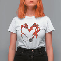 Healthcare Hero HIV Awareness T Shirt For Women Red Ribbon Support Gift - Wonder Print Shop