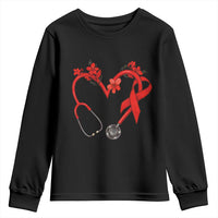 Healthcare Hero HIV Awareness Youth Sweatshirt Red Ribbon Support Gift - Wonder Print Shop
