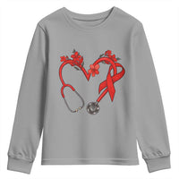 Healthcare Hero HIV Awareness Youth Sweatshirt Red Ribbon Support Gift - Wonder Print Shop