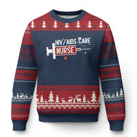 HIV AIDS Care Nurse Ugly Christmas Sweater Red Ribbon Support Gift - Wonder Print Shop