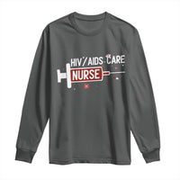 HIV AIDS Care Nurse Long Sleeve Shirt Red Ribbon Support Gift - Wonder Print Shop