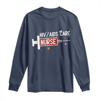 HIV AIDS Care Nurse Long Sleeve Shirt Red Ribbon Support Gift - Wonder Print Shop