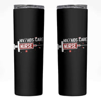 HIV AIDS Care Nurse Skinny Tumbler Red Ribbon Support Gift - Wonder Print Shop