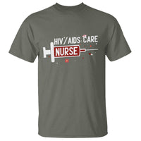 HIV AIDS Care Nurse T Shirt Red Ribbon Support Gift - Wonder Print Shop