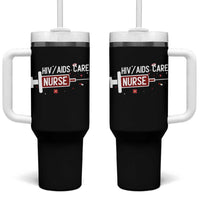 HIV AIDS Care Nurse Tumbler With Handle Red Ribbon Support Gift - Wonder Print Shop