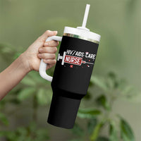 HIV AIDS Care Nurse Tumbler With Handle Red Ribbon Support Gift - Wonder Print Shop