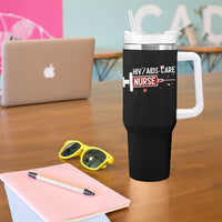 HIV AIDS Care Nurse Tumbler With Handle Red Ribbon Support Gift - Wonder Print Shop