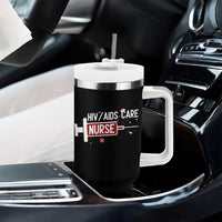 HIV AIDS Care Nurse Tumbler With Handle Red Ribbon Support Gift - Wonder Print Shop