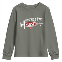 HIV AIDS Care Nurse Youth Sweatshirt Red Ribbon Support Gift - Wonder Print Shop