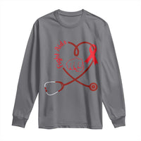 Fight AIDS Nurse Long Sleeve Shirt Red Ribbon HIV Awareness Gift - Wonder Print Shop