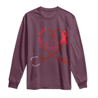 Fight AIDS Nurse Long Sleeve Shirt Red Ribbon HIV Awareness Gift - Wonder Print Shop