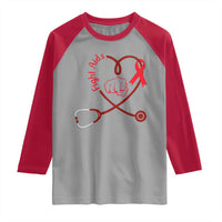 Fight AIDS Nurse Raglan Shirt Red Ribbon HIV Awareness Gift - Wonder Print Shop
