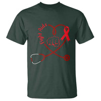 Fight AIDS Nurse T Shirt Red Ribbon HIV Awareness Gift - Wonder Print Shop