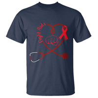 Fight AIDS Nurse T Shirt Red Ribbon HIV Awareness Gift - Wonder Print Shop