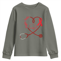 Fight AIDS Nurse Youth Sweatshirt Red Ribbon HIV Awareness Gift - Wonder Print Shop
