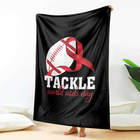 Tackle World AIDS Day Throw Blanket Red Ribbon Football Awareness Gift - Wonder Print Shop