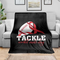 Tackle World AIDS Day Throw Blanket Red Ribbon Football Awareness Gift - Wonder Print Shop