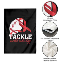 Tackle World AIDS Day Garden Flag Red Ribbon Football Awareness Gift - Wonder Print Shop