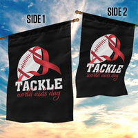 Tackle World AIDS Day Garden Flag Red Ribbon Football Awareness Gift - Wonder Print Shop