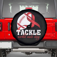 Tackle World AIDS Day Spare Tire Cover Red Ribbon Football Awareness Gift - Wonder Print Shop