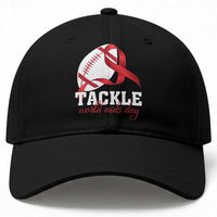 Tackle World AIDS Day Baseball Cap Red Ribbon Football Awareness Gift
