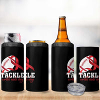 Tackle World AIDS Day 4 in 1 Can Cooler Tumbler Red Ribbon Football Awareness Gift - Wonder Print Shop