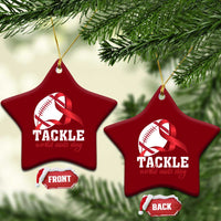 Tackle World AIDS Day Ceramic Ornament Red Ribbon Football Awareness Gift - Wonder Print Shop