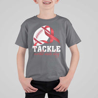 Tackle World AIDS Day T Shirt For Kid Red Ribbon Football Awareness Gift - Wonder Print Shop