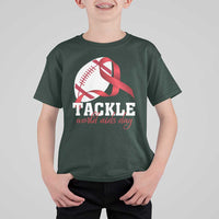 Tackle World AIDS Day T Shirt For Kid Red Ribbon Football Awareness Gift - Wonder Print Shop