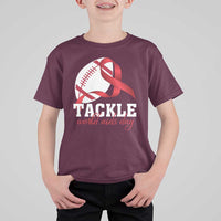 Tackle World AIDS Day T Shirt For Kid Red Ribbon Football Awareness Gift - Wonder Print Shop