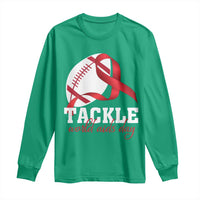 Tackle World AIDS Day Long Sleeve Shirt Red Ribbon Football Awareness Gift - Wonder Print Shop