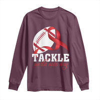 Tackle World AIDS Day Long Sleeve Shirt Red Ribbon Football Awareness Gift - Wonder Print Shop