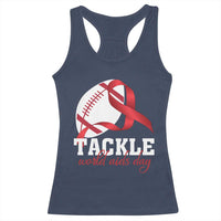 Tackle World AIDS Day Racerback Tank Top Red Ribbon Football Awareness Gift - Wonder Print Shop
