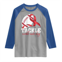 Tackle World AIDS Day Raglan Shirt Red Ribbon Football Awareness Gift - Wonder Print Shop