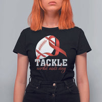 Tackle World AIDS Day T Shirt For Women Red Ribbon Football Awareness Gift - Wonder Print Shop