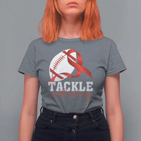 Tackle World AIDS Day T Shirt For Women Red Ribbon Football Awareness Gift - Wonder Print Shop