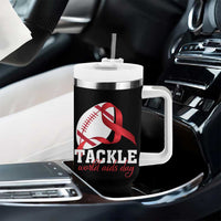 Tackle World AIDS Day Tumbler With Handle Red Ribbon Football Awareness Gift - Wonder Print Shop