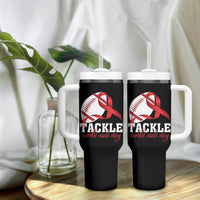 Tackle World AIDS Day Tumbler With Handle Red Ribbon Football Awareness Gift - Wonder Print Shop