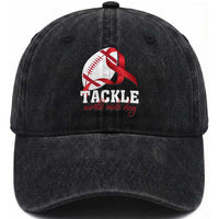 Tackle World AIDS Day Washed Cotton Baseball Cap Red Ribbon Football Awareness Gift