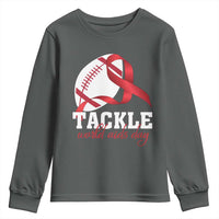 Tackle World AIDS Day Youth Sweatshirt Red Ribbon Football Awareness Gift - Wonder Print Shop