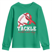 Tackle World AIDS Day Youth Sweatshirt Red Ribbon Football Awareness Gift - Wonder Print Shop
