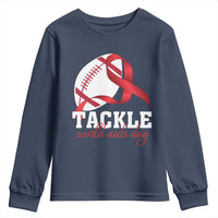 Tackle World AIDS Day Youth Sweatshirt Red Ribbon Football Awareness Gift - Wonder Print Shop
