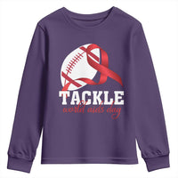 Tackle World AIDS Day Youth Sweatshirt Red Ribbon Football Awareness Gift - Wonder Print Shop
