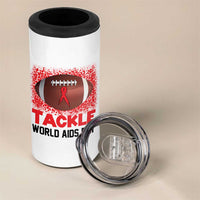 Tackle World AIDS Day 4 in 1 Can Cooler Tumbler Football HIV Awareness Red Ribbon - Wonder Print Shop