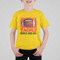 Tackle World AIDS Day T Shirt For Kid Football HIV Awareness Red Ribbon - Wonder Print Shop