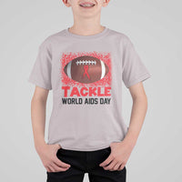 Tackle World AIDS Day T Shirt For Kid Football HIV Awareness Red Ribbon - Wonder Print Shop